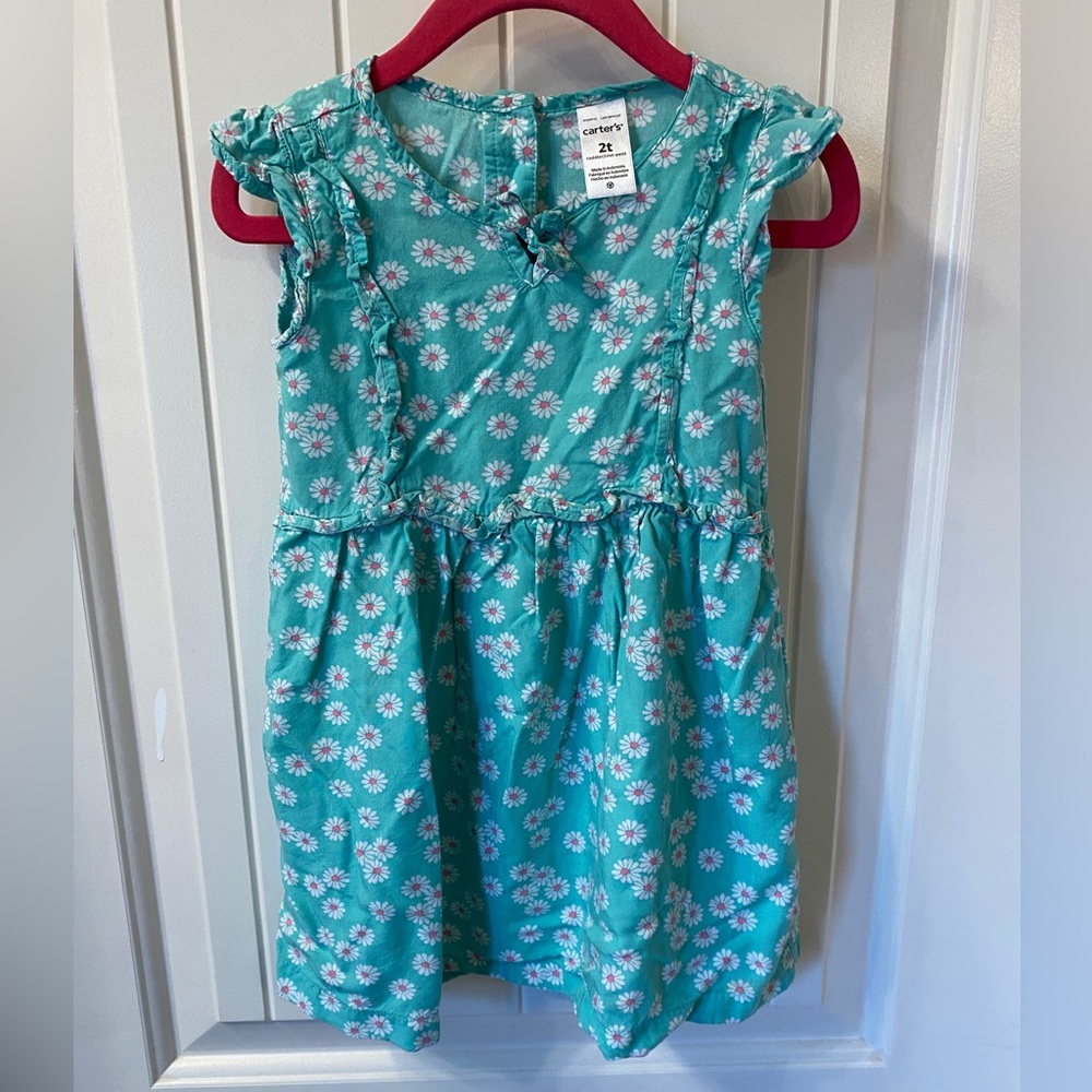 Girls size 2t dress - carters green flower dress